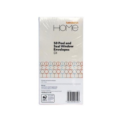 Sainsbury's Home 50 Peel & Seal Window Envelopes DL RRP £2 CLEARANCE XL £1